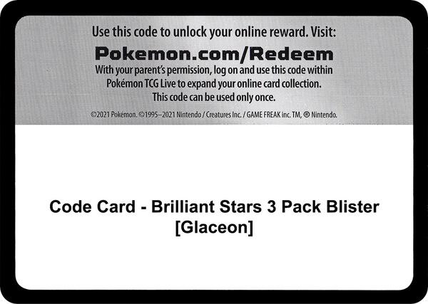 Code Card - Brilliant Stars 3 Pack Blister [Glaceon]