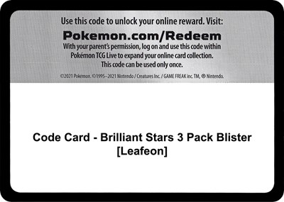 Code Card - Brilliant Stars 3 Pack Blister [Leafeon]