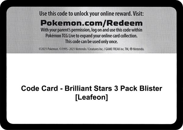Code Card - Brilliant Stars 3 Pack Blister [Leafeon]