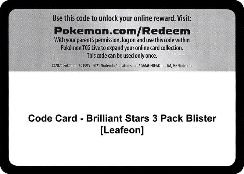 Code Card - Brilliant Stars 3 Pack Blister [Leafeon]  from SWSH09: Brilliant Stars