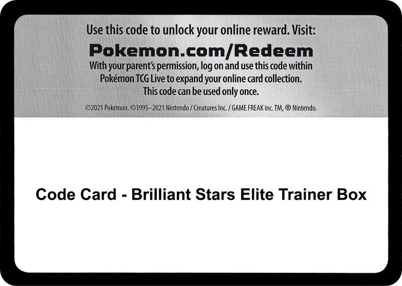 Code Card - Brilliant Stars Elite Trainer Box  from SWSH09: Brilliant Stars