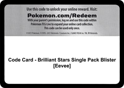 Code Card - Brilliant Stars Single Pack Blister [Eevee]