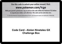 Code Card - Alolan Ninetales GX Challenge Box from SM - Burning Shadows Pokemon card image
