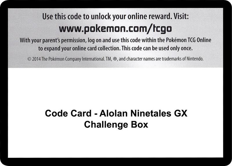 Code Card - Alolan Ninetales GX Challenge Box  from SM - Burning Shadows