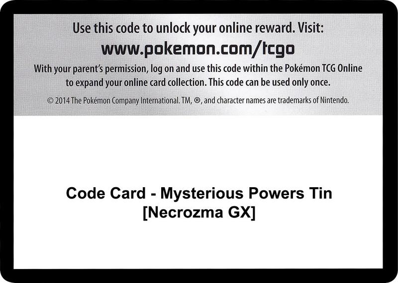 Code Card - Mysterious Powers Tin [Necrozma GX]  from SM - Burning Shadows