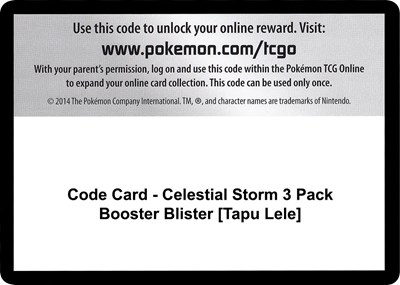 Code Card - Celestial Storm 3 Pack Booster Blister [Tapu Lele]