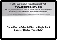 Code Card - Celestial Storm Single Pack Booster Blister [Tapu Bulu] from SM - Celestial Storm Pokemon card image