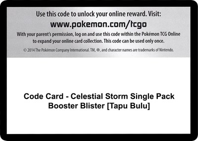 Code Card - Celestial Storm Single Pack Booster Blister [Tapu Bulu]