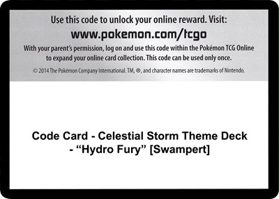 Code Card - Celestial Storm Theme Deck - "Hydro Fury" [Swampert]