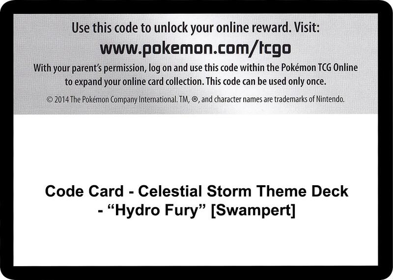 Code Card - Celestial Storm Theme Deck - "Hydro Fury" [Swampert]  from SM - Celestial Storm