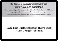 Code Card - Celestial Storm Theme Deck - "Leaf Charge" [Sceptile] from SM - Celestial Storm Pokemon card image