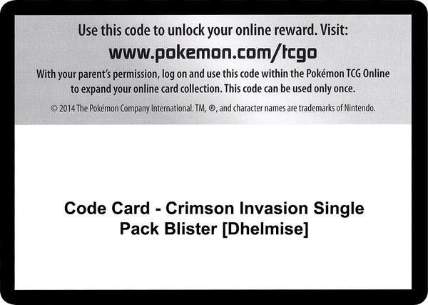 Code Card - Crimson Invasion Single Pack Blister [Dhelmise]