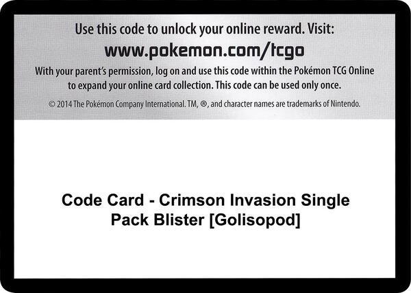 Code Card - Crimson Invasion Single Pack Blister [Golisopod]