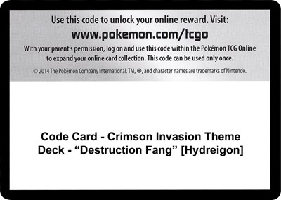Code Card - Crimson Invasion Theme Deck - "Destruction Fang" [Hydreigon]