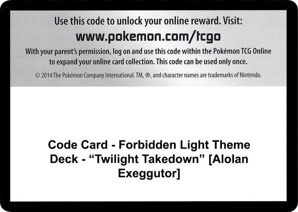 Code Card - Forbidden Light Theme Deck - "Twilight Takedown" [Alolan Exeggutor]