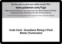 Code Card - Guardians Rising 3 Pack Blister [Turtonator] from SM - Guardians Rising Pokemon card image