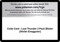 Code Card - Lost Thunder 3 Pack Blister [Alolan Exeggutor] from SM - Lost Thunder Pokemon card image