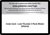 Code Card - Lost Thunder 3 Pack Blister [Altaria] from SM - Lost Thunder Pokemon card image