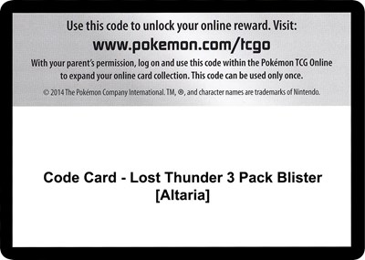 Code Card - Lost Thunder 3 Pack Blister [Altaria]