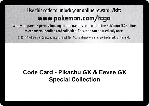 Code Card - Pikachu GX & Eevee GX Special Collection