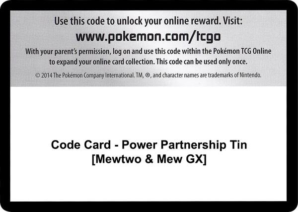 Code Card - Power Partnership Tin [Mewtwo & Mew GX]