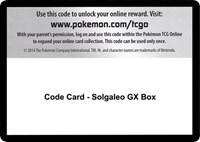 Code Card - Solgaleo GX Box from SM - Celestial Storm Pokemon card image