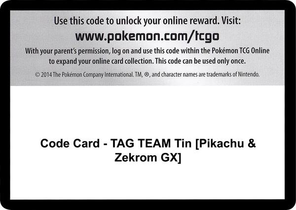 Code Card - TAG TEAM Tin [Pikachu & Zekrom GX]