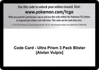 Code Card - Ultra Prism 3 Pack Blister [Alolan Vulpix] from SM - Ultra Prism Pokemon card image