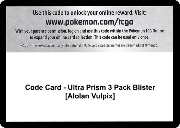 Code Card - Ultra Prism 3 Pack Blister [Alolan Vulpix]