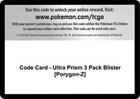 Code Card - Ultra Prism 3 Pack Blister [Porygon-Z] from SM - Ultra Prism Pokemon card image