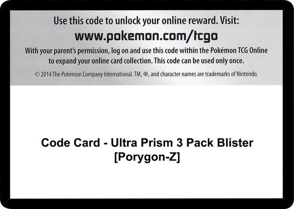 Code Card - Ultra Prism 3 Pack Blister [Porygon-Z]