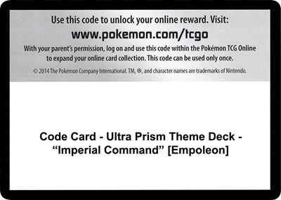 Code Card - Ultra Prism Theme Deck - "Imperial Command" [Empoleon]