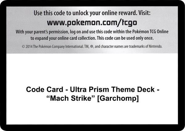 Code Card - Ultra Prism Theme Deck - "Mach Strike" [Garchomp]
