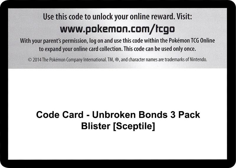Code Card - Unbroken Bonds 3 Pack Blister [Sceptile]  from SM - Unbroken Bonds
