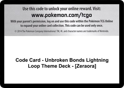 Code Card - Unbroken Bonds Lightning Loop Theme Deck - [Zeraora]