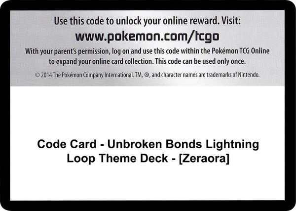 Code Card - Unbroken Bonds Lightning Loop Theme Deck - [Zeraora]