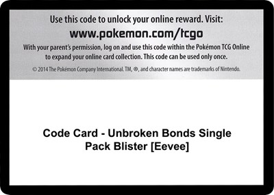 Code Card - Unbroken Bonds Single Pack Blister [Eevee]