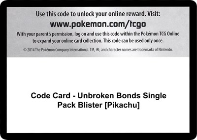 Code Card - Unbroken Bonds Single Pack Blister [Pikachu]
