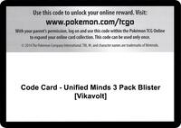 Code Card - Unified Minds 3 Pack Blister [Vikavolt] · SM - Unified Minds · #— · Normal