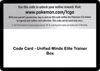 Code Card - Unified Minds Elite Trainer Box from SM - Unified Minds Pokemon card image
