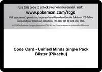 Code Card - Unified Minds Single Pack Blister [Pikachu] · SM - Unified Minds · #— · Normal