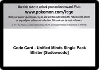 Code Card - Unified Minds Single Pack Blister [Sudowoodo] from SM - Unified Minds Pokemon card image