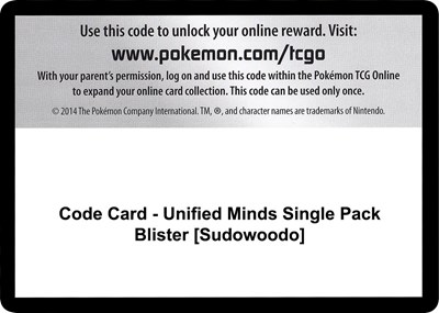 Code Card - Unified Minds Single Pack Blister [Sudowoodo]