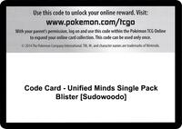 Code Card - Unified Minds Single Pack Blister [Sudowoodo] · SM - Unified Minds · #— · Normal