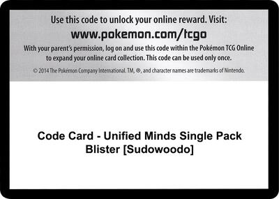 Code Card - Unified Minds Single Pack Blister [Sudowoodo]