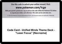 Code Card - Unified Minds Theme Deck - "Laser Focus" [Necrozma] from SM - Unified Minds Pokemon card image