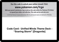 Code Card - Unified Minds Theme Deck - "Soaring Storm" [Dragonite] from SM - Unified Minds Pokemon card image