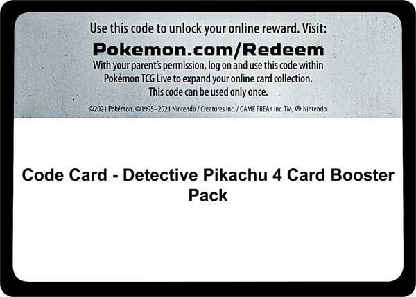 Code Card - Detective Pikachu 4 Card Booster Pack