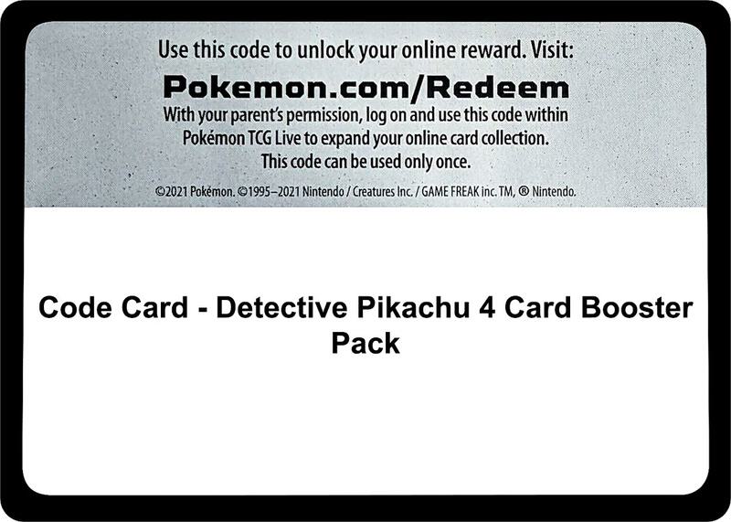 Code Card - Detective Pikachu 4 Card Booster Pack  from Detective Pikachu
