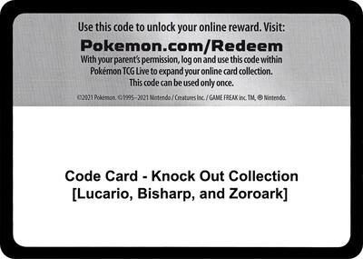 Code Card - Knock Out Collection [Lucario, Bisharp, and Zoroark]